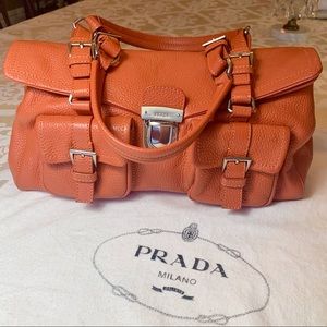 Prada Orange Suede Lock Flap Chain Shoulder Bag at 1stDibs  orange suede  bag, prada authenticity card, orange suede handbag